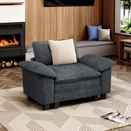 Vista 20 de Sofá seccional en forma de U de 123 pulgadas con cojines tipo nube, juego de sofá modular de asiento profundo con 5 asientos y 2 otomanos, brazos