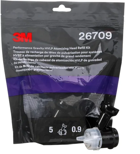 Vista 30 de 3M Performance Gravity - Cabezal atomizador de acabado fino (conforme) 26909, blanco, 0.9, paquete de 5, para aplicación de pintura automotriz, alta
