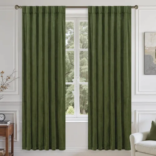 Vista 15 de LAMIT - Paneles de terciopelo beige para sala de estar de 72 pulgadas de largo, elegantes cortinas aisladas térmicamente e insonorizadas