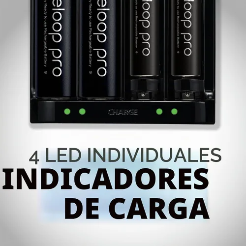 Vista 4 de Cargador de batería avanzado individual Panasonic Eneloop con 4 luces led que indican la carga BQ-CC17 Negro