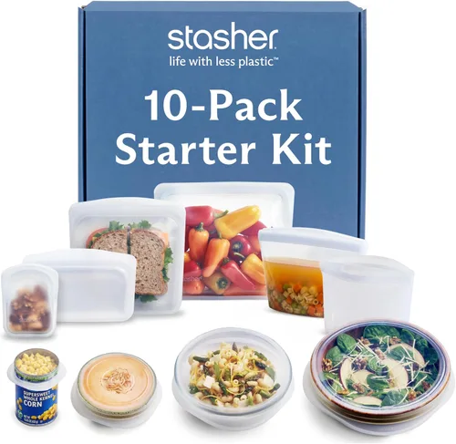 Vista 9 de Stasher - Colección de almuerzo reutilizable para niños, paquete de 3 con bolsa de almuerzo Food-Safe Silicone, BPA-Free, Leak-Free, Eco-Friendly
