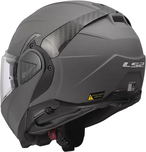 Vista 4 de Cascos LS2 Advant II - Casco modular para motocicleta con protector solar (Gris hormigón mate - Talla L)
