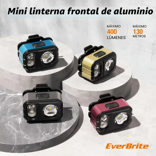 Vista 8 de EverBrite Faro ultraligero 400LM, lámpara principal de 1.59oz con clip de Gris