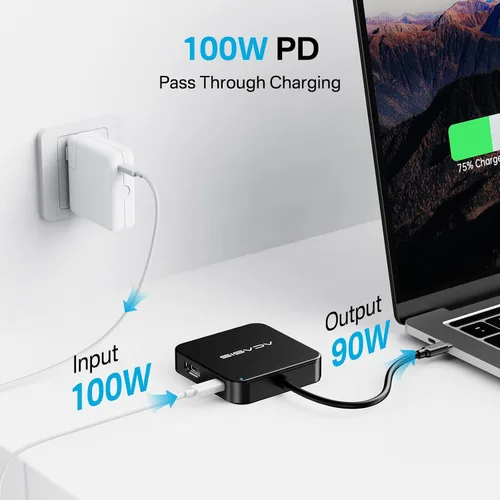 Vista 5 de ACASIS USB C Hub 10Gbps, USB C a 4K 60Hz Adaptador HDMI para Laptop/MacBook Negro