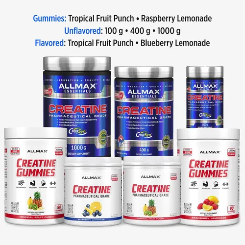Vista 9 de ALLMAX Nutrition - Monohidrato de creatina en polvo, limonada de arándanos, suplemento micronizado puro de malla 200, sin azúcar y sin tintes