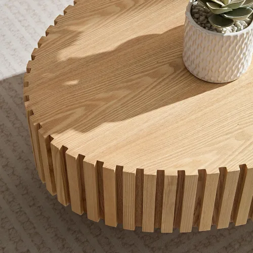 Vista 6 de Mesa auxiliar de 43.31 pulgadas para sala de estar, moderna mesa de centro redonda pequeña con hecha a mano para apartamentos de espacio pequeño