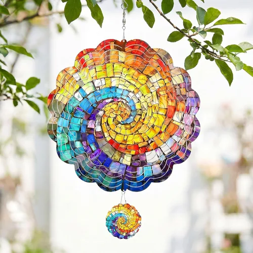 Vista 10 de Molinillos de viento de abeja para patio y jardín, 12 pulgadas de metal grande giratorio de viento colgante para mujeres/hombres, esculturas