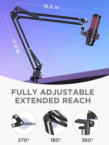 Vista 4 de InnoGear Soporte de micrófono con brazo de brazo para Blue Yeti HyperX QuadCast SoloCast Snowball Fifine Shure SM7B y otros micrófonos, brazo