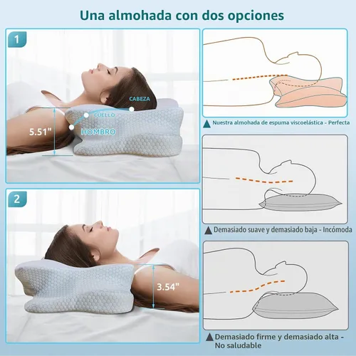 Vista 2 de DONAMA Almohada cervical para cuello y hombro, almohada de espuma viscoelástica de contorno, almohada ergonómica de apoyo para el cuello