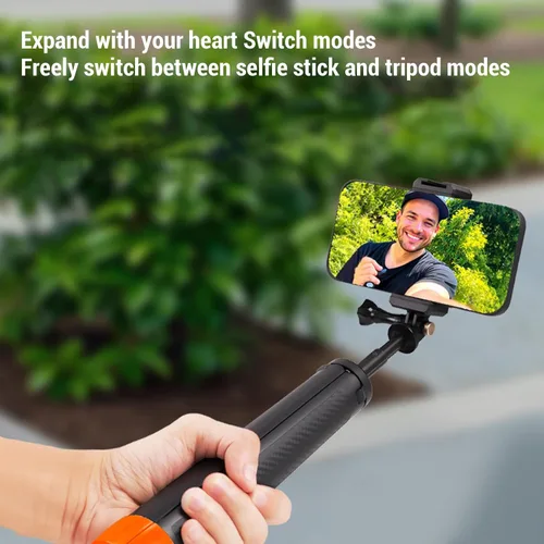Vista 4 de Mini trípode extensible para cámara, 4 en 1 para selfie stick trípode flotante para selfie stick o agarre con tornillo de 1/4 pulgadas para Action 5