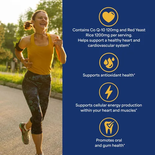 Vista 3 de Puritan's Pride Q-Sorb™ Coenzima CoQ10 suplemento dietético para la salud del corazón, salud de las encías orales y apoyo al envejecimiento