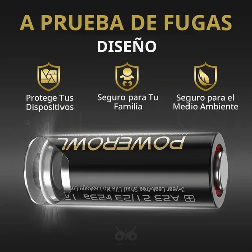 Vista 3 de POWEROWL Paquete de 6 baterías A23 de alta capacidad, alcalinas premium 21/23 23A 12V