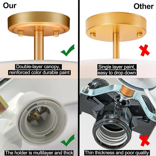 Vista 7 de Lámpara moderna de montaje empotrado para techo de tambor de montaje empotrado, 3 luces doradas, lámpara de techo semiempotrada para pasillo