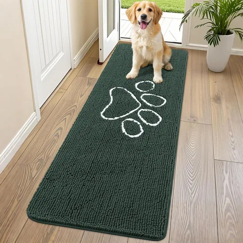 Vista 250 de Smiry Tapete para puerta de perro para patas fangosas, absorbente y Gris y negro