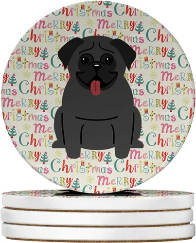 Vista 189 de Abyssinian Sand Terrier Merry Christmas - Posavasos grandes de piedra arenisca (4 unidades)