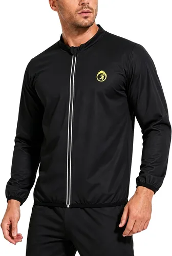 Vista 2 de NINGMI Traje de sauna para hombre, chaqueta para sudar, camisa de manga larga, trajes de entrenamiento con cremallera, gimnasio, ejercicio, fitness