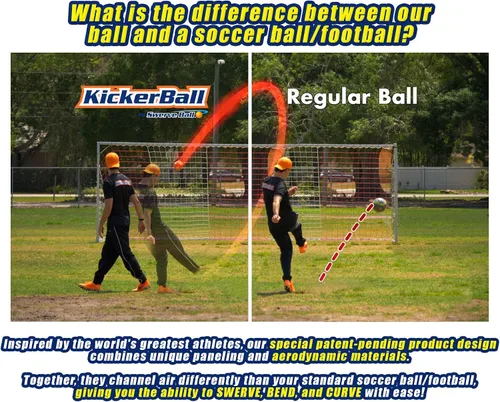 Vista 7 de Kickerball – Pelota de fútbol curva y con efecto – Patea como los profesionales, gran regalo para niños y niñas – Perfecto para partido o juego al