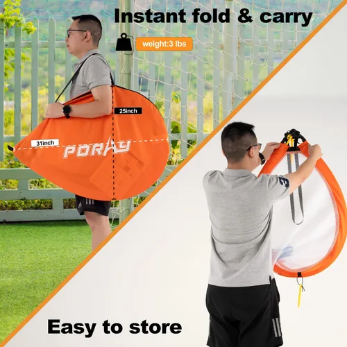 Vista 7 de Porayhut Red de fútbol de apertura rápida para niños, juego de 2 estacas portátiles 210D Oxford extra para diversión en el patio trasero