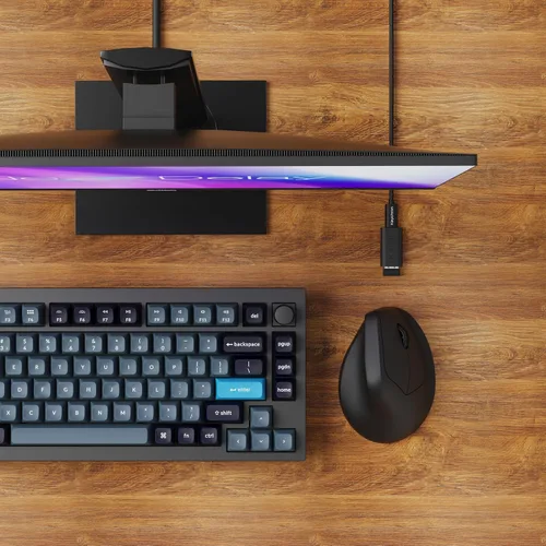 Vista 3 de Keychron Ratón Inalámbrico Ergonómico M5, 8000Hz Tri-Modo 2.4 GHz/Bluetooth 5.1/Con Cable, Sensor PixArt 3950, 30000 DPI, Ergonómico Ligero con Negro