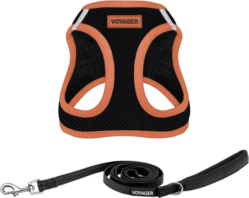 Vista 16 de Arnés de malla Voyager Step-in Air para todo clima y correa reflectante para perro de 5 pies, combo con mango de neopreno, para cachorros de razas