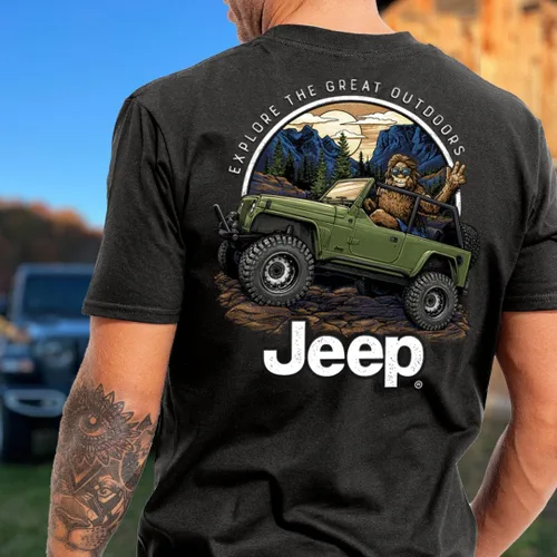 Vista 3 de Jeep - Camiseta Libertad, Azul Magneto, Diseño de la Bandera Americana 100% algodón hilado en anillo