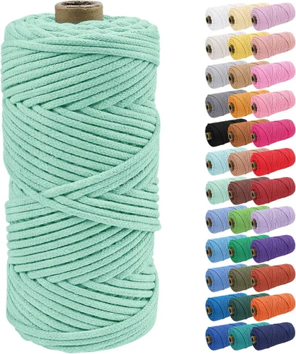 Vista 47 de JeogYong Cuerda de macramé de 0.157 in x 109 yardas, cuerda trenzada de algodón natural, cuerda de macramé para bolsas de ganchillo, colgar