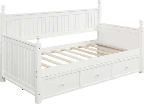 Vista 5 de Harper & Bright Designs Sofá cama de madera con tres cajones inseparables, marco de sofá cama de tamaño individual, estilo moderno para dormitorio