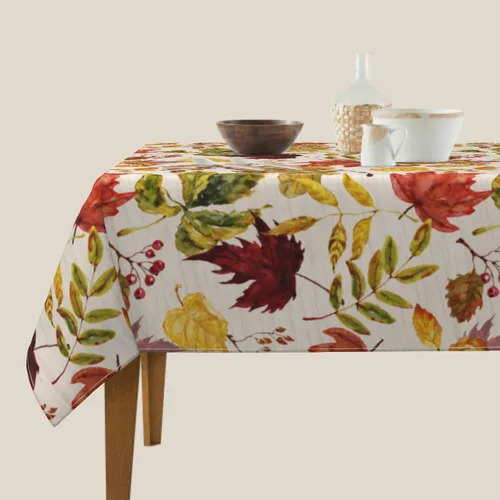 Vista 4 de Sweetshow Mantel cuadrado de otoño de 52 x 52 pulgadas con estampado de hojas de arce y hojas de arce, diseño de madera de Acción de Gracias