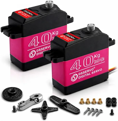 Vista 7 de Paquete de 2 servo digital de 55.1 lbs de engranaje de metal completo de alto par impermeable para RC Car Crawler Robot