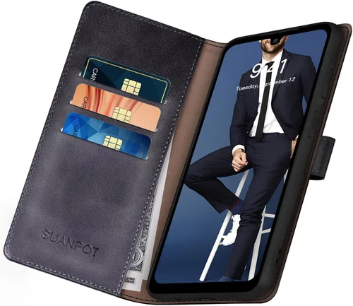 Vista 4 de SUANPOT Compatible con Samsung Galaxy A16 5G Funda tipo cartera con bloqueo RFID y soporte para tarjetas de crédito, funda protectora tipo libro