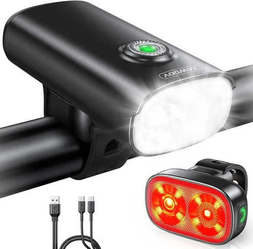 Vista 9 de Zewdov Bike Lights for Night Riding, Rechargeable Bike Light Front and Back