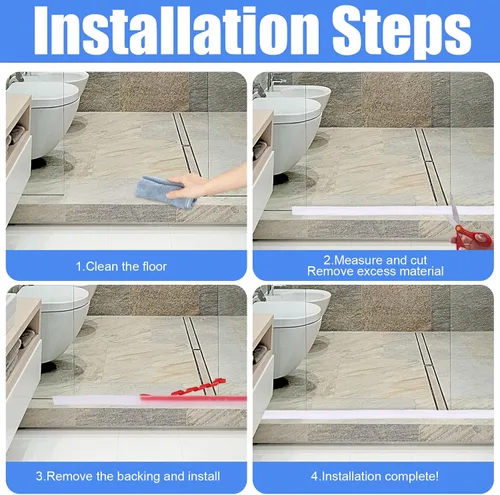 Vista 5 de XIHIRCD Protector de agua para puerta de ducha de 1m/40in, barrera de piso de sitio húmedo