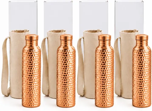 Vista 7 de LemonRoad - Juego de 2 botellas de agua de cobre (34 onzas/1000 ml) Hammered Health