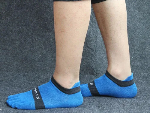 Vista 2 de Calcetines de algodón de corte bajo para hombre, 5 dedos, malla invisible, 346, paquete de 9