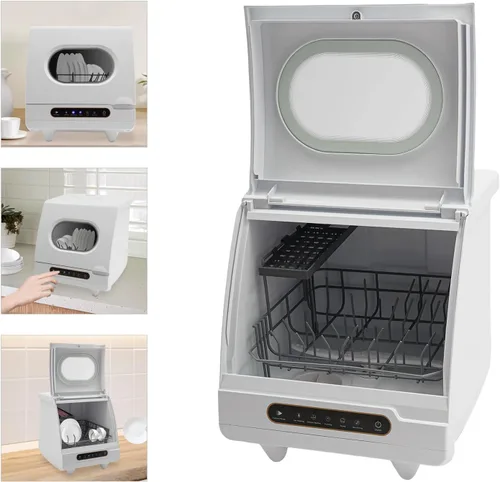 Vista 3 de Lavavajillas portátil para encimera, mini lavavajillas, control de panel completo, lavadora de platos portátil y compacta, 5 programas de lavado