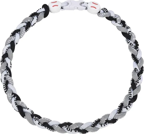 Vista 22 de Collar de béisbol de 18 pulgadas, regalos de goteo de béisbol, collares deportivos de tres trenzas, collares de titanio Tornado de cuerda deportiva