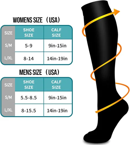 Vista 6 de Calcetines de compresión para mujeres y hombres 8 pares calcetines ideales para correr deportes senderismo viajes en vuelo embarazo