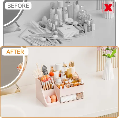 Vista 6 de Yieach Organizador de maquillaje de encimera para tocador, baño, tocador, organizador grande de almacenamiento de maquillaje y organizador
