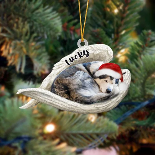Vista 17 de Ángel durmiente de Afghan Hound para Navidad, adorno personalizado con el nombre del perro, adorno de Navidad personalizado para amantes de perros