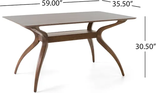 Vista 4 de Christopher Knight Home Idalia - Juego de comedor rectangular de patas curvas, juego de 5 piezas, nogal natural y gris oscuro
