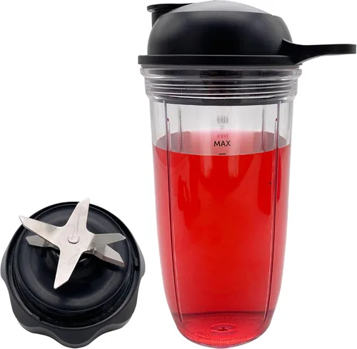 Vista 6 de Mezclador de repuesto con cuchilla extractora de fácil giro con taza de 18 onzas y tapa para llevar, compatible con NutriBullet Blender Combo