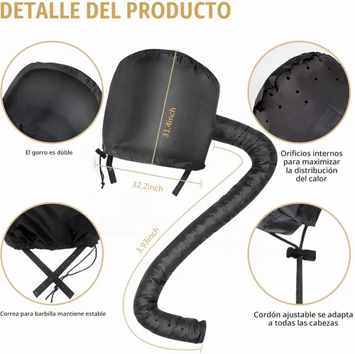 Vista 3 de Accesorio de capó para secador de pelo, tapas ajustables para secador