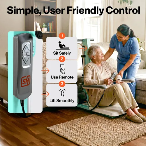 Vista 7 de SuperHandy GoRise FC - Elevador eléctrico de suelo a silla para personas mayores y personas con discapacidades, capacidad de 400 libras, asistencia