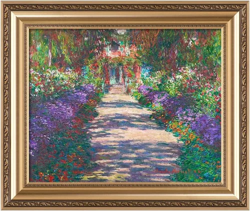 Vista 16 de IPIC - Reproducción artística de los lirios de agua de Claude Monet 1906, impresiones giclée coinciden con el marco dorado clásico, arte de pared