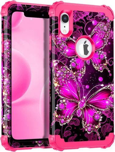 Vista 32 de Miqala Funda compatible con iPhone 13, que brilla en la oscuridad, tres capas, resistente, a prueba de golpes, de plástico duro, funda protectora