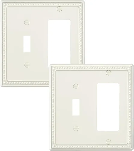 Vista 94 de Paquete de 2 cubiertas de placa de interruptor de luz de doble palanca, cubiertas decorativas de placa de doble interruptor Pearls, placa de pared