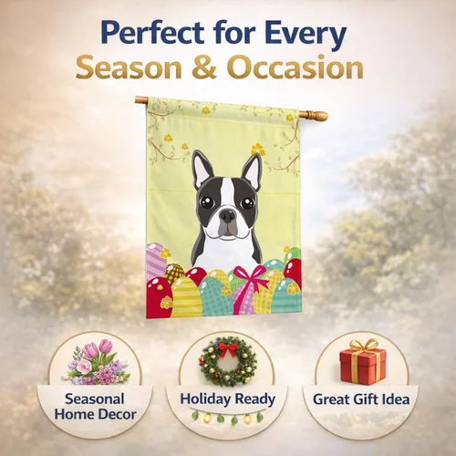 Vista 623 de Caroline's Treasures BB1923GF Bandera decorativa para jardín con diseño de Border Collie, para caza de huevos de Pascua, para jardín, jardín, patio