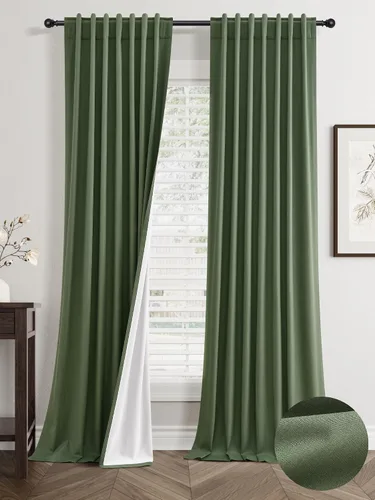 Vista 45 de Jowels - Cortinas opacas con pestaña trasera color beige cálido de 84 pulgadas de largo, 2 paneles para sala de estar y dormitorio, color beige