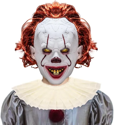 Vista 8 de Disfraz de payaso para adultos, disfraz de payaso para Halloween, disfraz de payaso aterrador para adolescentes, juego de rol para hombres y mujeres