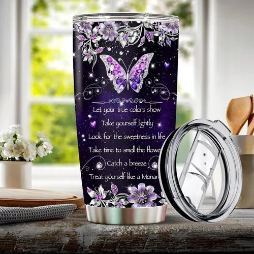 Vista 5 de Regalo personalizado de mariposa para niñas, mamá, esposa, mujeres, adultos, amantes de las mariposas, tazas de café, botella de agua, taza